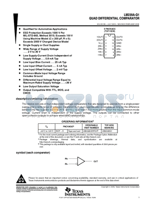 LM239A-Q1 datasheet - QUAD DIFFERENTIAL COMPARATOR