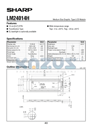 LM24014 datasheet - Medium Size Graphic Type LCD Module