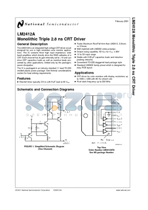 LM2412A datasheet - Monolithic Triple 2.8 ns CRT Driver
