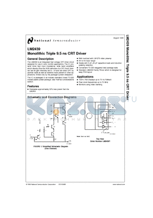 LM2439T datasheet - Monolithic Triple 9.5 ns CRT Driver