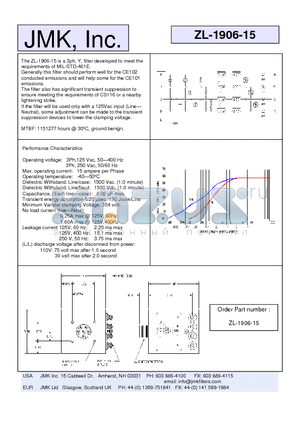 ZL-1906-15 datasheet - The ZL-1906-15 is a 3ph, Y, filter developed to meet the requirements of MIL-STD-461E.