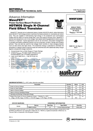 MMSF3300 datasheet - SINGLE TMOS POWER MOSFET 30 VOLTS