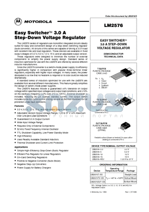LM2576T-5 datasheet - Easy Switcher 3.0A Step-Down Voltage Regulator