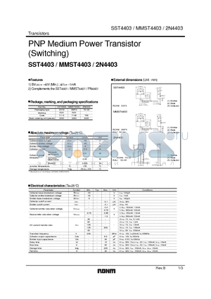 MMST4403 datasheet - PNP Medium Power Transistor (Switching)