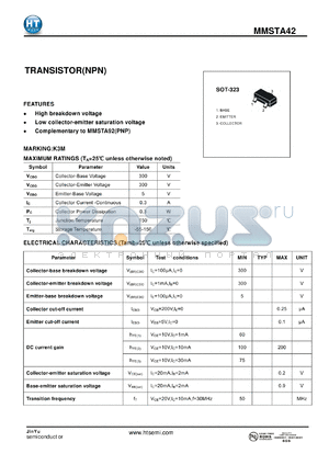 MMSTA42 datasheet - TRANSISTOR(NPN)