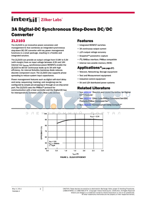 ZL2103ALAFTK datasheet - 3A Digital-DC Synchronous Step-Down DC/DC Converter