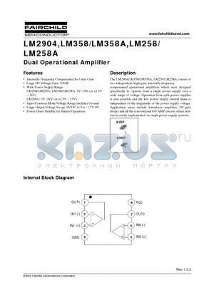 LM258AN datasheet - Dual Operational Amplifier