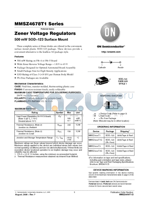 MMSZ4688T1 datasheet - Zener Voltage Regulators 500 mW SOD−123 Surface Mount