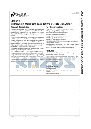 LM2619ATL datasheet - 500mA Sub-Miniature Step-Down DC-DC Converter