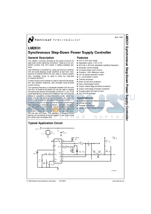 LM2631 datasheet - Synchronous Step-Down Power Supply Controller