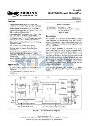 ZL30402_06 datasheet - SONET/SDH Network Element PLL