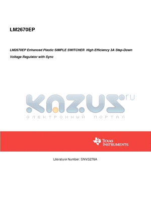 LM2670EP datasheet - LM2670EP Enhanced Plastic SIMPLE SWITCHER High Efficiency 3A Step-Down Voltage Regulator with Sync