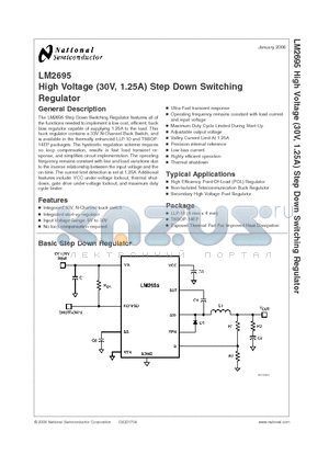 LM2695 datasheet - High Voltage (30V, 1.25A) Step Down Switching Regulator