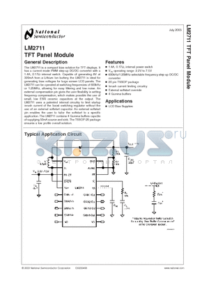LM2711MTX-ADJ datasheet - TFT Panel Module