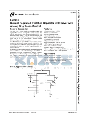 LM2791LD-L datasheet - Current Regulated Switched Capacitor LED Driver with Analog Brightness Control