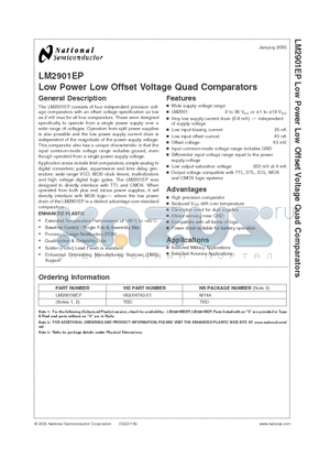 LM2901MEP datasheet - Low Power Low Offset Voltage Quad Comparators