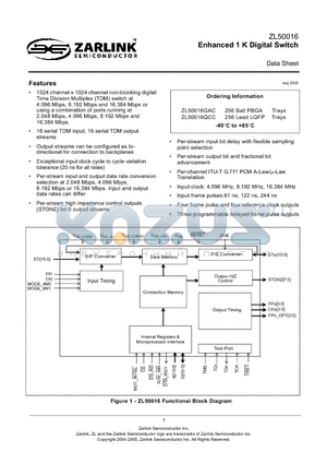 ZL50016GAC datasheet - Enhanced 1 K Digital Switch