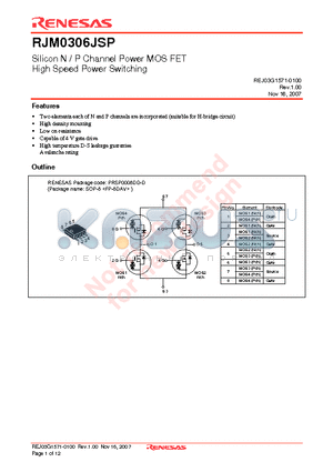 RJM0306JSP datasheet - Silicon N Channel MOSFET High Speed Power Switching