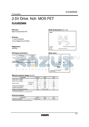 RJU002N06 datasheet - 2.5V Drive Nch MOS FET
