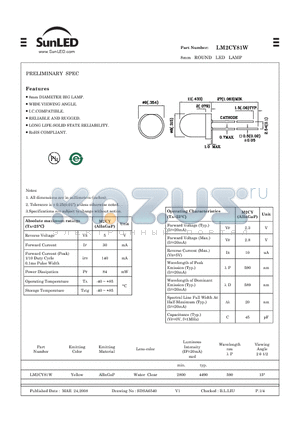 LM2CY81W datasheet - 8mm ROUND LED LAMP