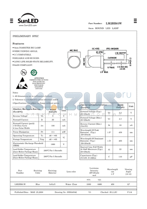 LM2BB81W datasheet - 8mm ROUND LED LAMP