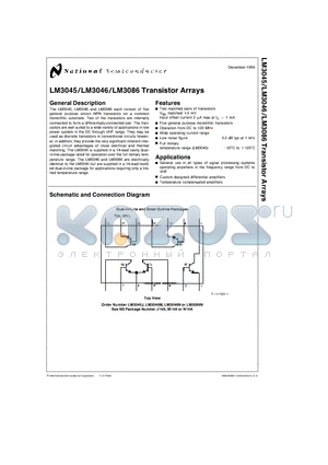 LM3046 datasheet - LM3045/LM3046/LM3086 Transistor Arrays