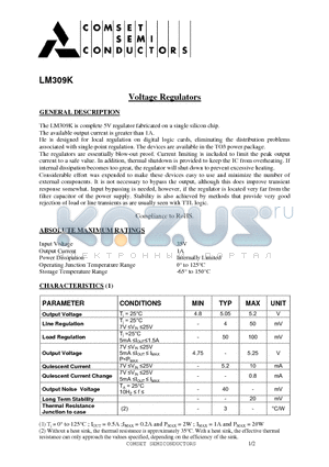 LM309K datasheet - Voltage Regulators