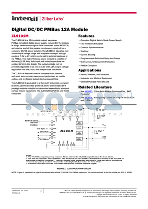 ZL9101MIRZ datasheet - Digital DC/DC PMBus 12A Module