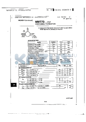 MMT73 datasheet - PNP SWITCHING TRANSISTOR