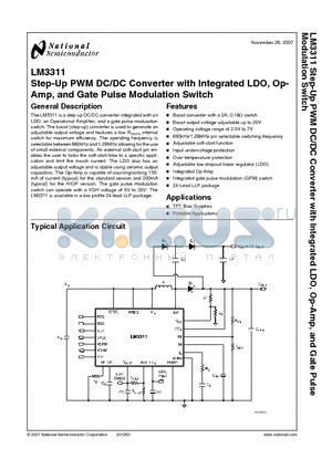 LM3311SQX datasheet - Step-Up PWM DC/DC Converter with Integrated LDO, Op-Amp, and Gate Pulse Modulation Switch