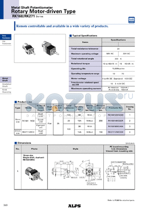 RK168 datasheet - Rotary Motor-driven Type