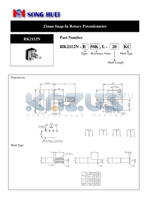 RK2112N datasheet - 21mm Snap-In Rotary Potentiometer