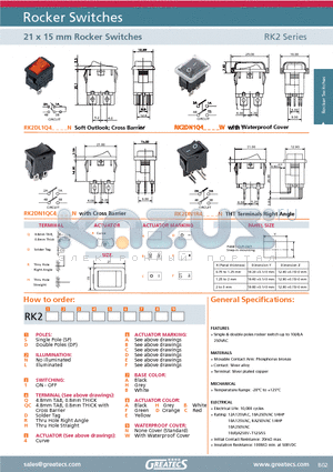 RK2DL1Q4AHCN datasheet - 21 x 15 mm Rocker Switches