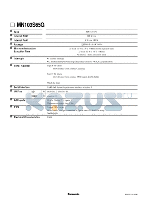 MN103S65G datasheet - 4 K-byte SRAM