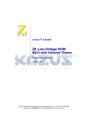 ZLR32300P2024G datasheet - Z8 Low-Voltage ROM MCU with Infrared Timers