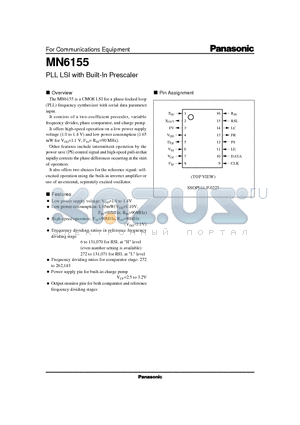 MN6155 datasheet - PLL LSI with Built-In Prescaler