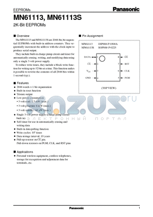 MN61113 datasheet - 2K-Bit EEPROMs