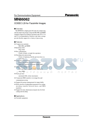 MN86062 datasheet - CODEC LSI for Facsimile Images