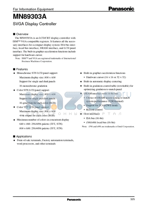 MN89303A datasheet - SVGA Display Controller