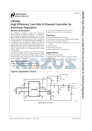 LM3488 datasheet - High Efficiency Low-Side N-Channel Controller for Switching Regulators