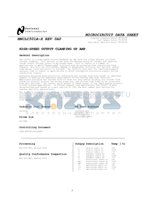 MNCLC501A-X datasheet - HIGH-SPEED OUTPUT CLAMPING OP AMP