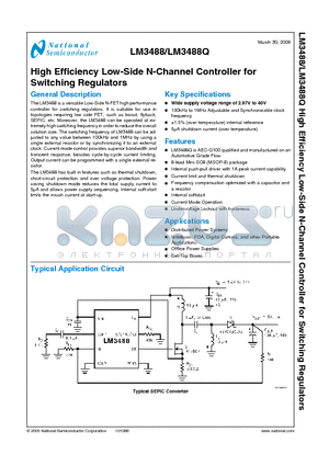 LM3488 datasheet - High Efficiency Low-Side N-Channel Controller for Switching Regulators