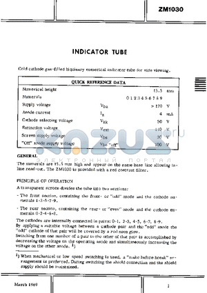 ZM1030 datasheet - INDICATOR TUBE