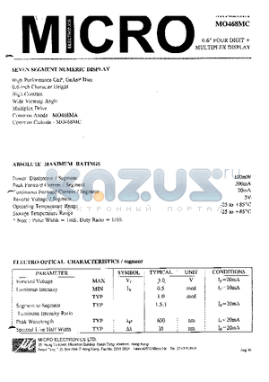 MO468MC datasheet - 0.6 FOUR DIGIT  MULTIPLEX DISPLAY