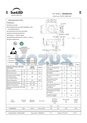 ZM2BB45FS datasheet - 3.5x2.8 mm PLCC2 SMD LED