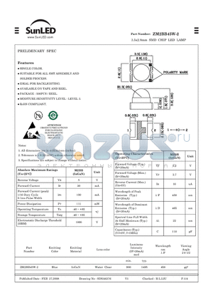 ZM2BB45W-2 datasheet - 3.5x2.8mm SMD CHIP LED LAMP