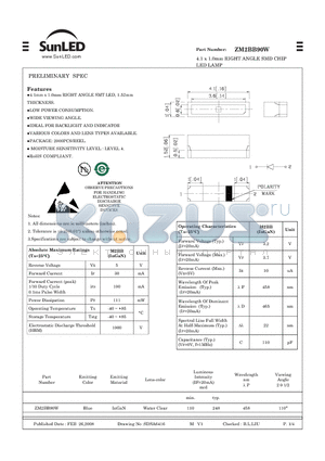 ZM2BB90W datasheet - 4.1 x 1.0mm RIGHT ANGLE SMD CHIP LED LAMP