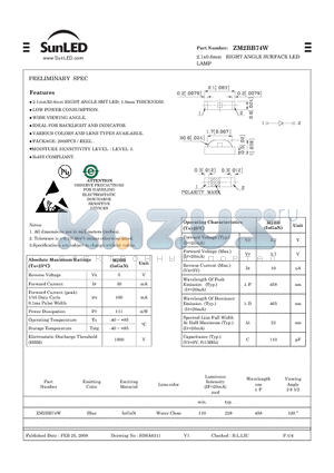 ZM2BB74W datasheet - 2.1x0.6mm RIGHT ANGLE SURFACE LED LAMP