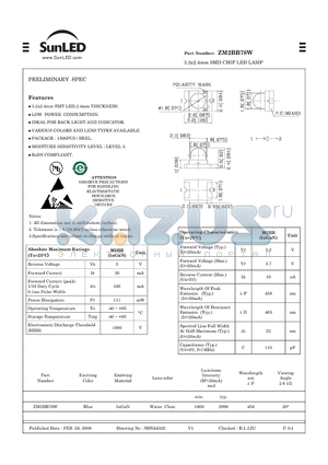 ZM2BB78W datasheet - 3.2x2.4mm SMD CHIP LED LAMP