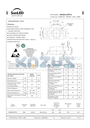 ZM2BG45FW-9 datasheet - 3.5x2.8 mm SURFACE MOUNT LED LAMP